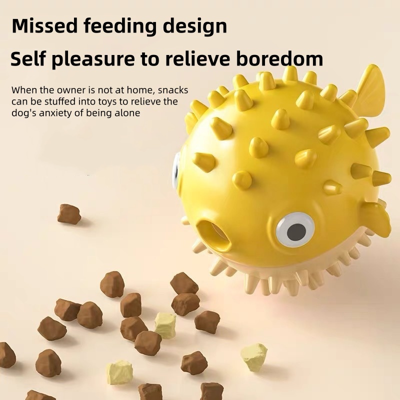 Rubber Treat Dispensing Dog Toy - Etkileşimli, Zıplayan Balık Şeklinde Mama Dağıtıcı