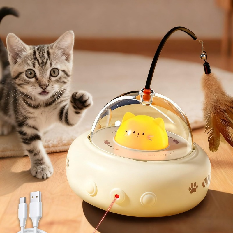 Laser Pointer Cat Toy Automatic - Düşük Gürültülü 2'si 1 Arada Şarj