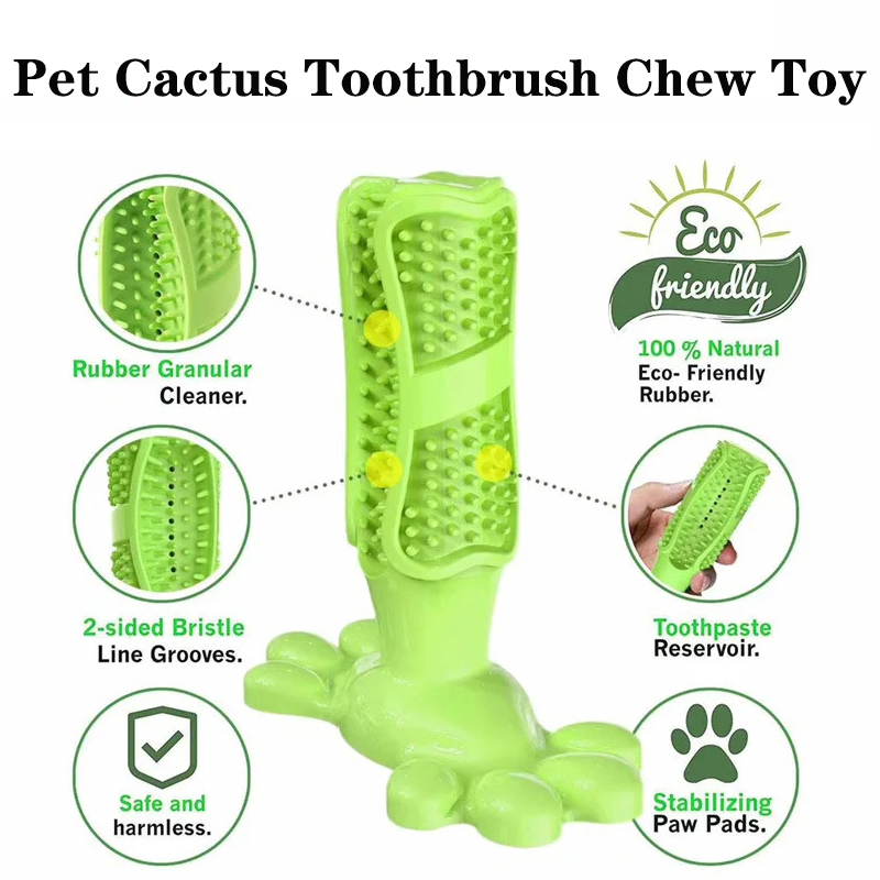 Rubber Treat Dispensing Dog Toy - Pet köpek kaktüs interaktif kauçuk Bite