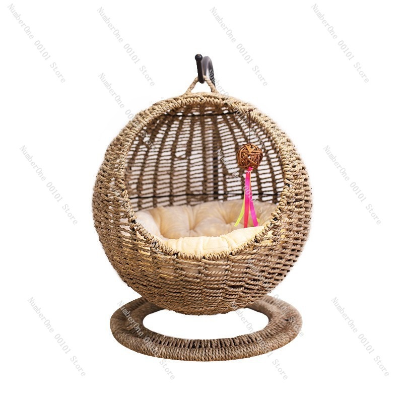 Pet Beds - Rattan Kedi Asma Sepet Yatak Yuvarlak