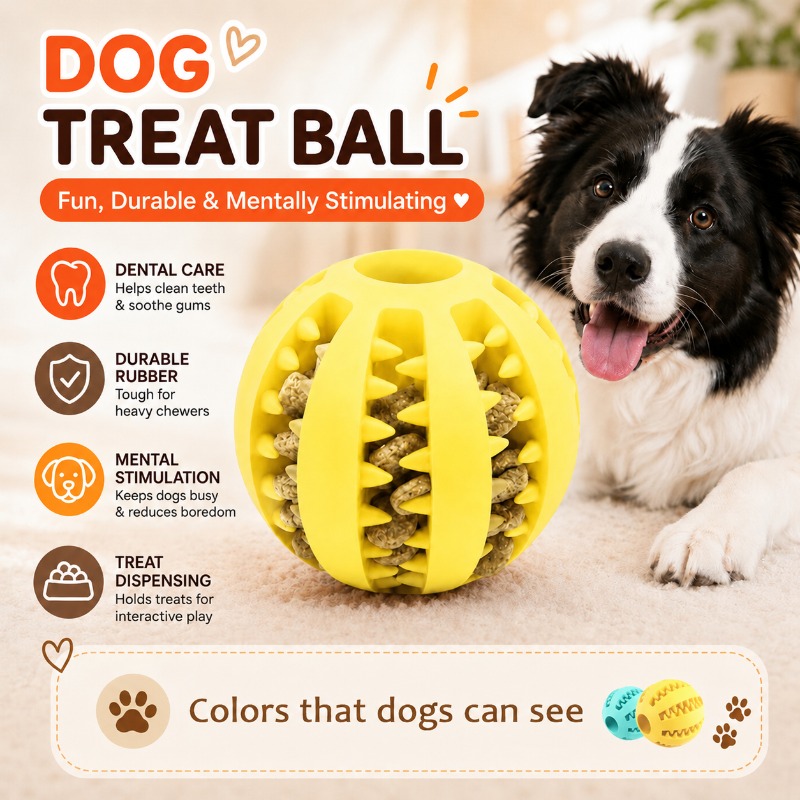 Rubber Treat Dispensing Dog Toy - 1 Adet Köpek Ödül Maması Topu