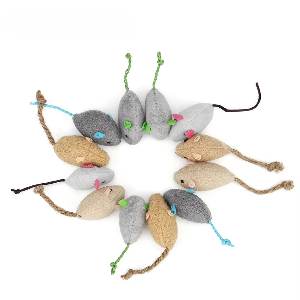 Catnip Interactive Plush Mouse - 5 adet çıngıraklı kedi fare oyuncakları,