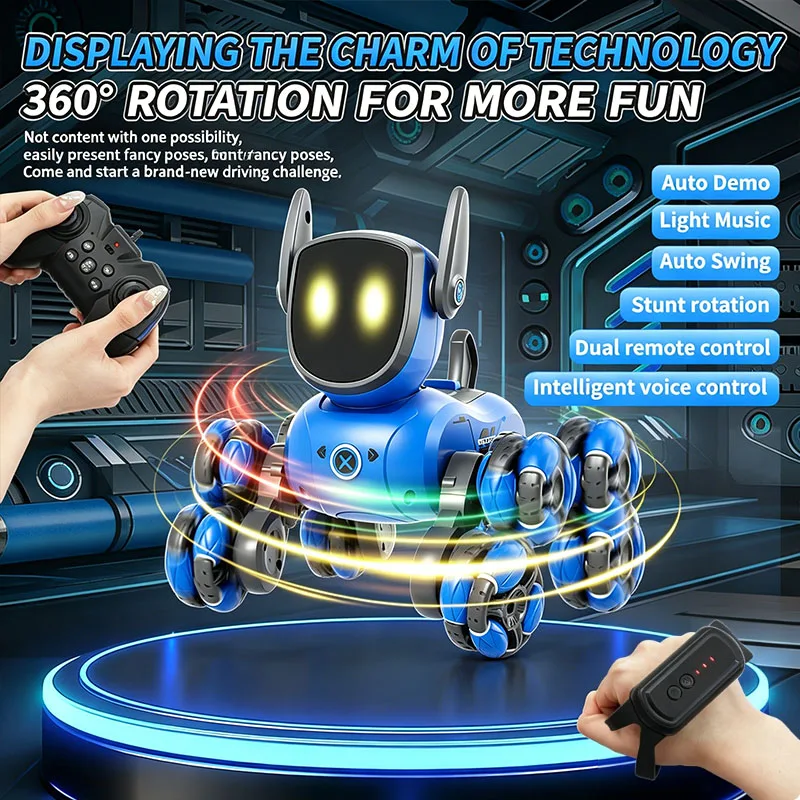 Interactive Squeaky Plush Dog Toy - JJRC Q200 2026 RC Robot Akrobasi
