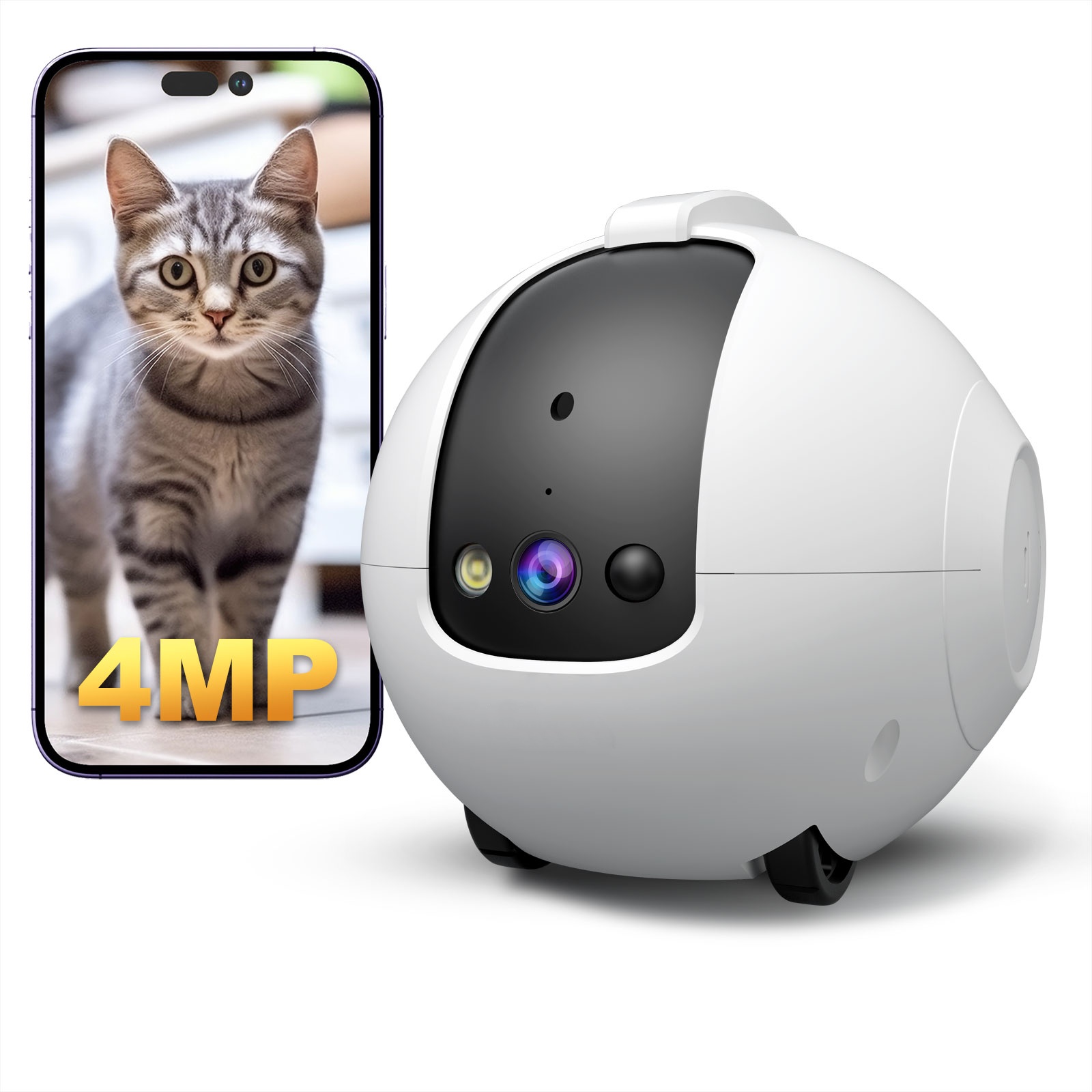Cat Toys - Evcil Hayvan Kamerası Robot 4MP, Evcil