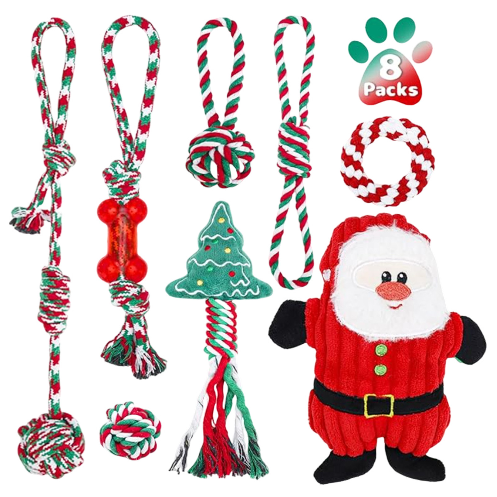 Dog Rope Toy Aggressive Chewers - Köpek Çiğneme Halatı Oyuncak Seti Noel
